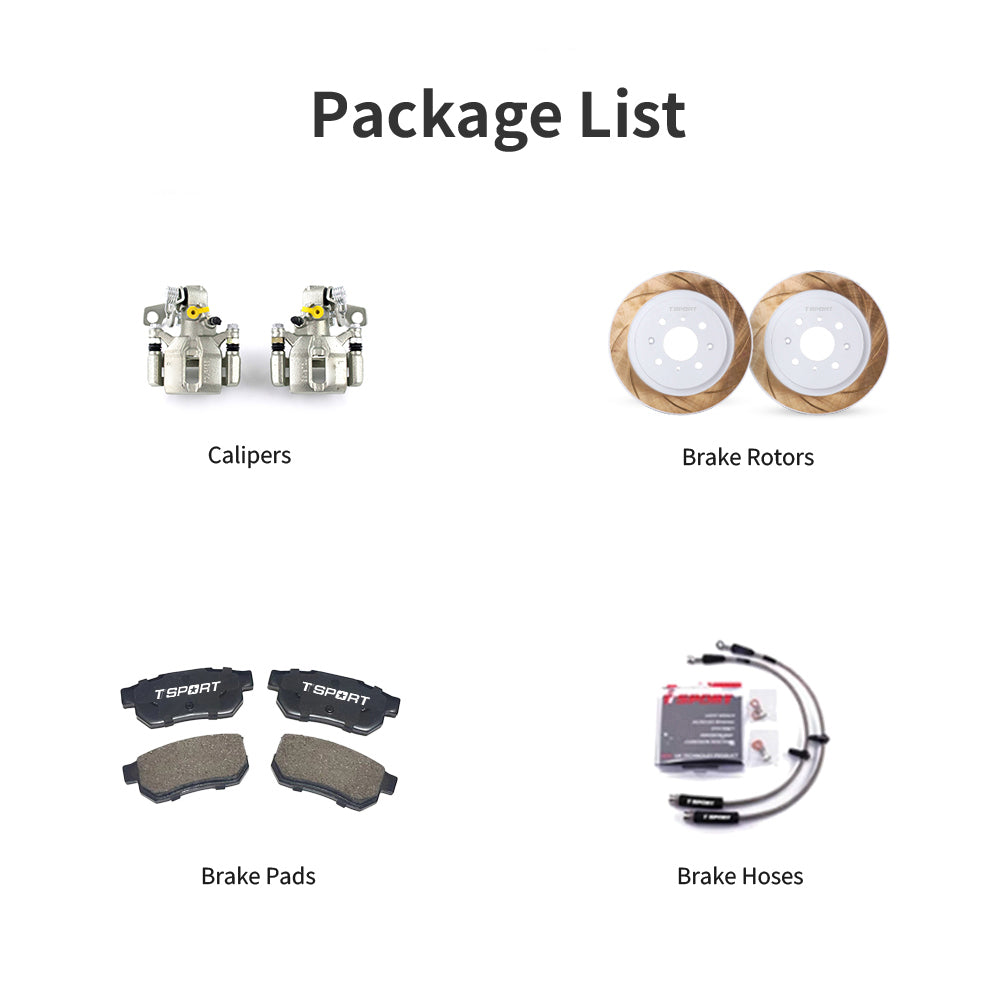 Unboxing the complete TTSPORT Honda Fit/Jazz rear wheel performance big brake kit, including all components: calipers, rotors, pads, and brake lines.