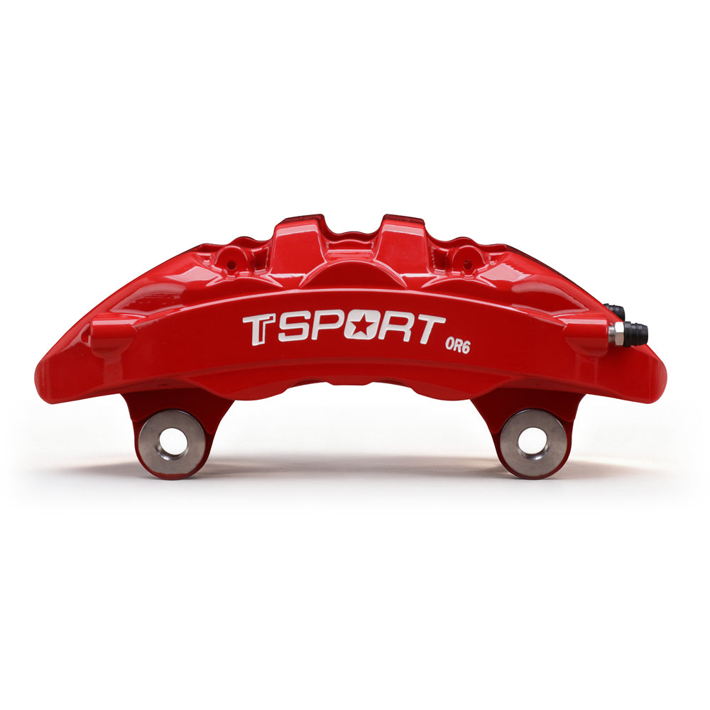 Side profile view of the TTSPORT OR6 brake system fitment behind off-road wheels on Ford Bronco & Raptor.