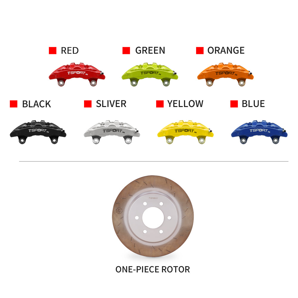 Close-up of TTSPORT OR6 forged brake caliper [Red/Yellow/Green/Orange/Black/Silver/Yellow/Blue] finish for Ford Ranger & Raptor off-road upgrade.