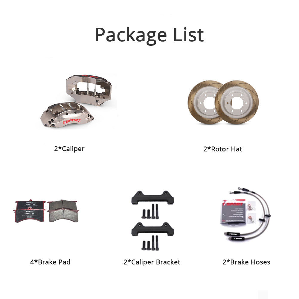 Unboxing the complete TTSPORT PB6 watercooling rally brake kit, including all components: calipers, rotors, pads, and mounting hardware.