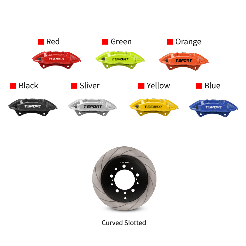 Customization options for the TTSPORT Toyota LC150 Prado rear wheel brake kit, featuring available caliper colors (red, blue, green, orange), rotor designs (slotted).