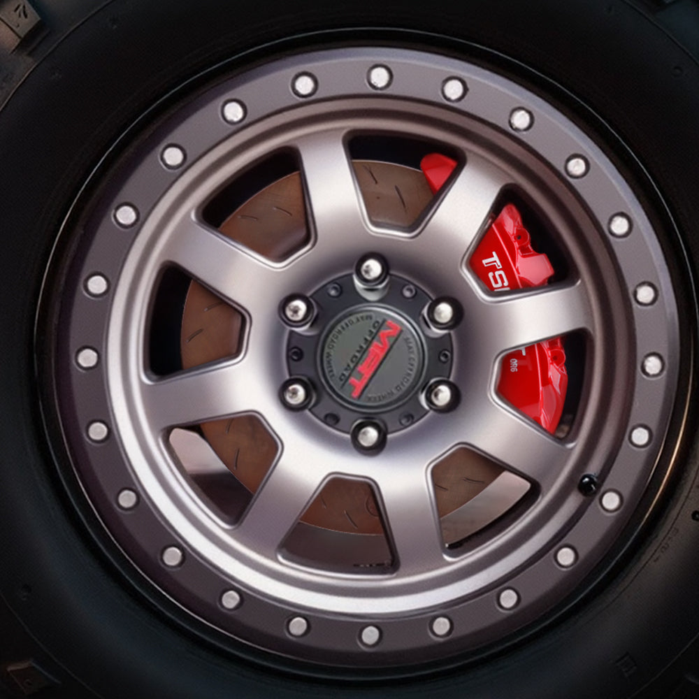TTSPORT OR6 6-piston off-road big brake kit installed on Toyota Tundra (XK50) & Sequoia (XK60) front wheel.