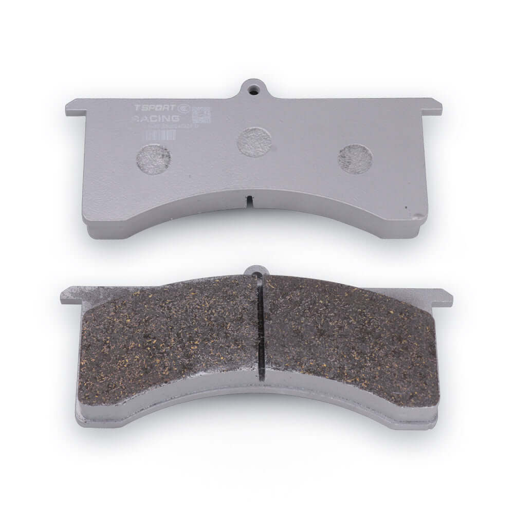A set of TTSPORT 05 high-friction and fade free racing brake pads with on a white background, designed for drift and rally racing cars.